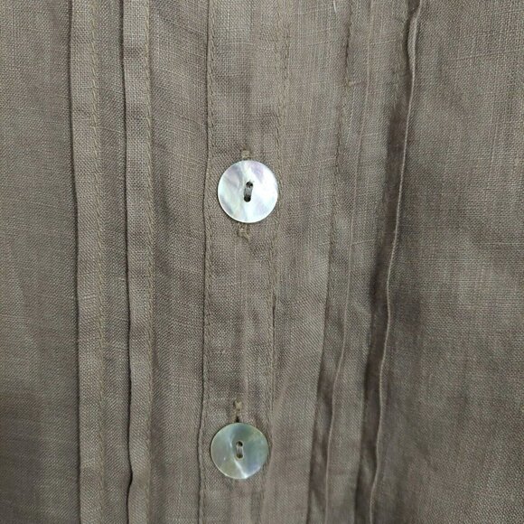 Match Point Tan Brown 3/4 Sleeve 100% Linen Tunic Top Coastal Grandma Small - Picture 4 of 10